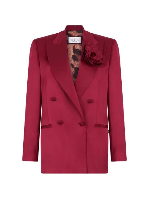 double-breasted floral-appliqué blazer by PHILIPP PLEIN