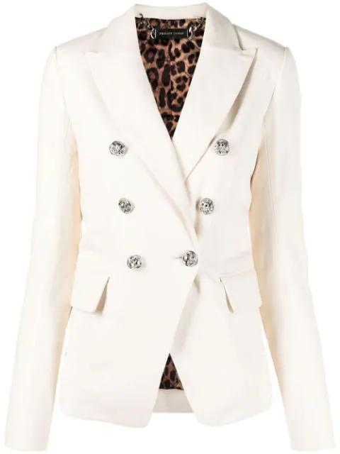 double-breasted leather blazer by PHILIPP PLEIN