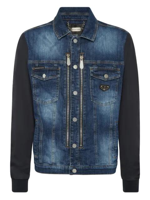 double-zip denim jacket by PHILIPP PLEIN