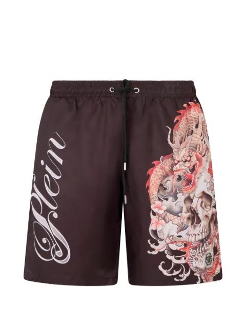 drago- print swim shorts by PHILIPP PLEIN