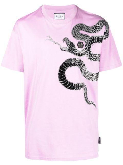 embellished snake-print T-shirt by PHILIPP PLEIN