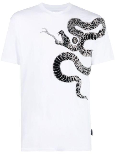 embellished snake-print T-shirt by PHILIPP PLEIN
