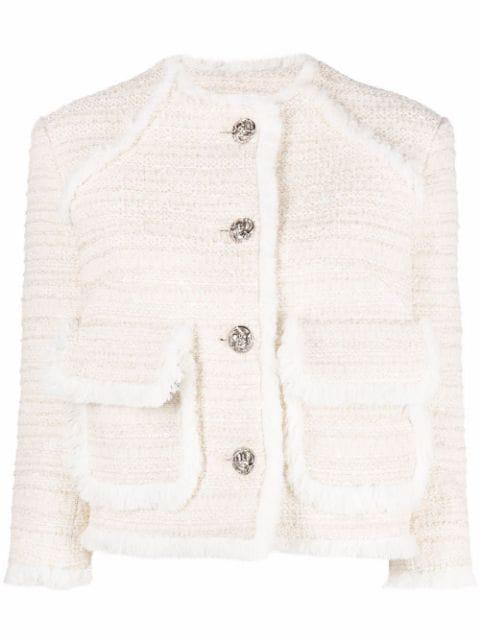 embroidered bouclé cropped blazer by PHILIPP PLEIN