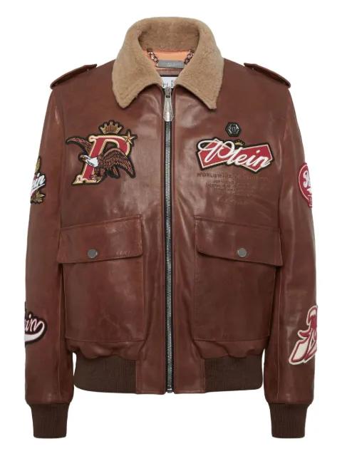 embroidered leather jacket by PHILIPP PLEIN