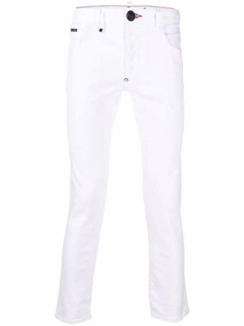 embroidered-logo slim-fit jeans by PHILIPP PLEIN