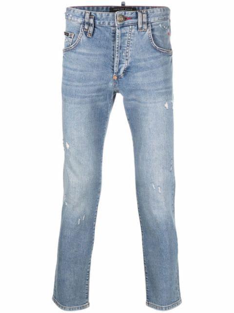embroidered-logo slim-fit jeans by PHILIPP PLEIN