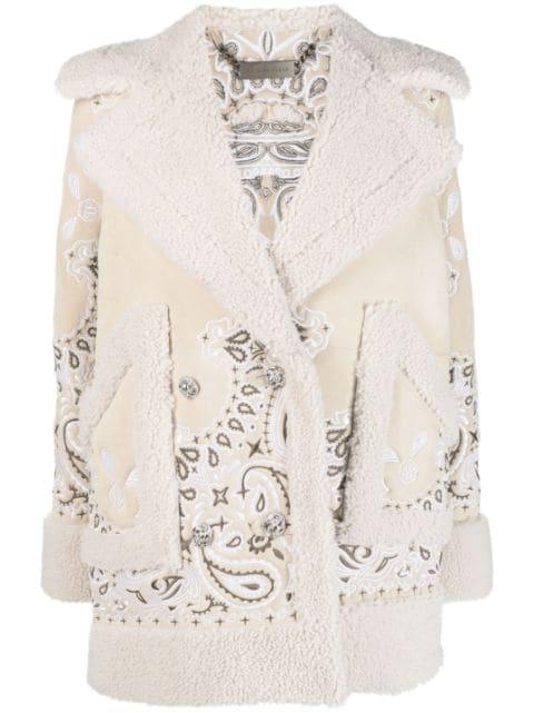 embroidered-paisley shearling coat by PHILIPP PLEIN