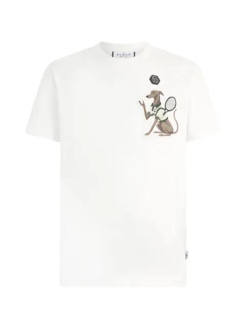 embroidered-patch round-neck T-shirt by PHILIPP PLEIN