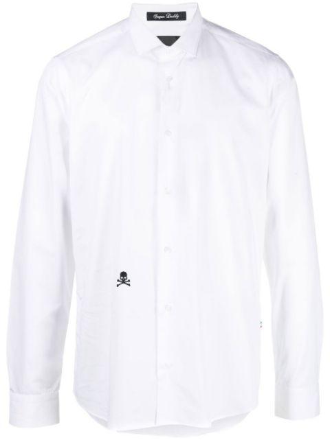 embroidered skull cotton shirt by PHILIPP PLEIN
