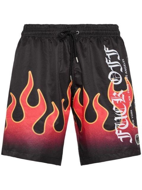 flame-print swim shorts by PHILIPP PLEIN