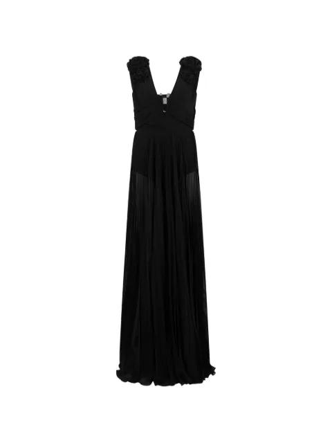 floral-detail pleated maxi dress by PHILIPP PLEIN