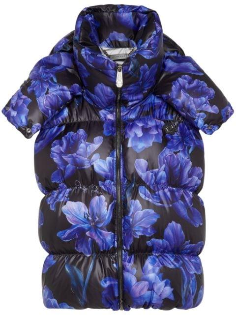 floral-print padded-design gilet by PHILIPP PLEIN