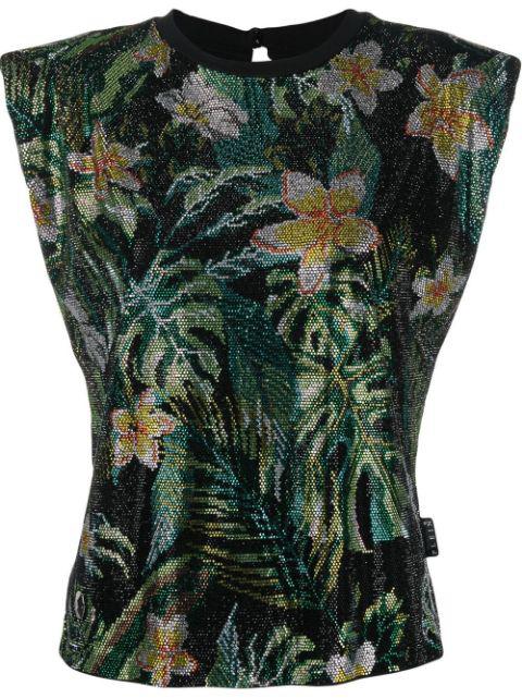 floral-print tank top by PHILIPP PLEIN