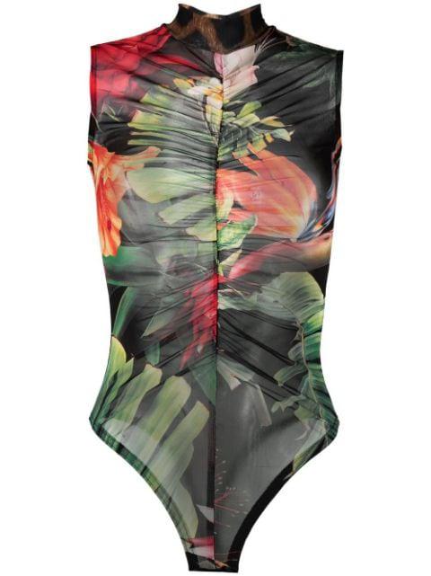 floral sleeveless bodysuit by PHILIPP PLEIN