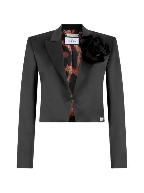 flower-appliqué satin jacket by PHILIPP PLEIN