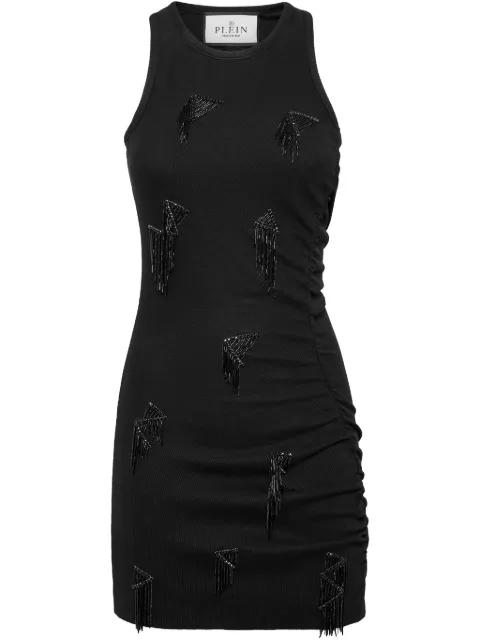 fringe-detail ribbed mini dress by PHILIPP PLEIN