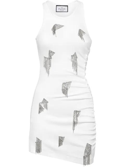 fringe-detail ribbed mini dress by PHILIPP PLEIN