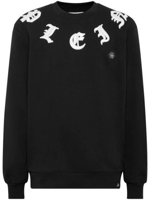 gothic-embroidered round neck sweatshirt by PHILIPP PLEIN