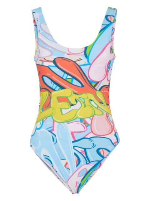 graffiti-print stretch swimsuit by PHILIPP PLEIN