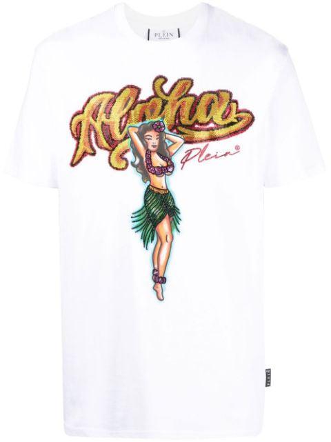 graphic-print crystal-embellished T-shirt by PHILIPP PLEIN