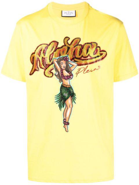 graphic-print crystal-embellished T-shirt by PHILIPP PLEIN