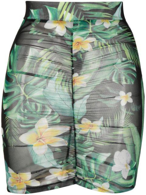 graphic-print ruched skirt by PHILIPP PLEIN