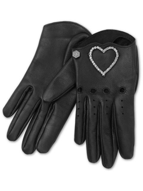 heart-appliqué leather gloves by PHILIPP PLEIN