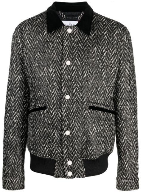 herringbone-pattern wool bomber jacket by PHILIPP PLEIN