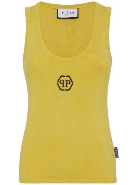 hexagon-logo cotton tank top by PHILIPP PLEIN