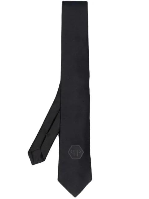 hexagon logo-patch silk tie by PHILIPP PLEIN