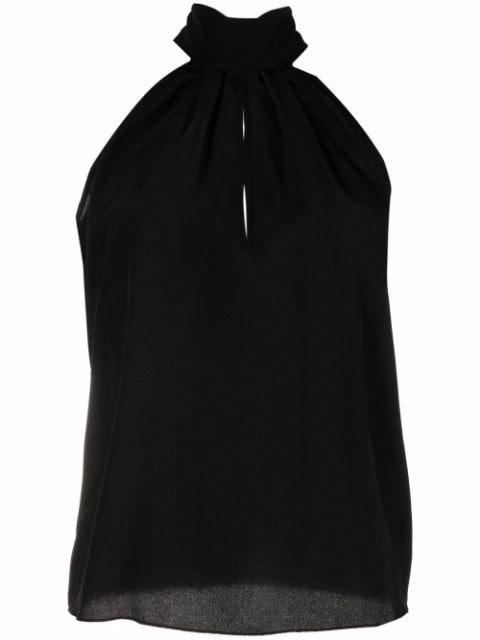 high-neck chiffon top by PHILIPP PLEIN