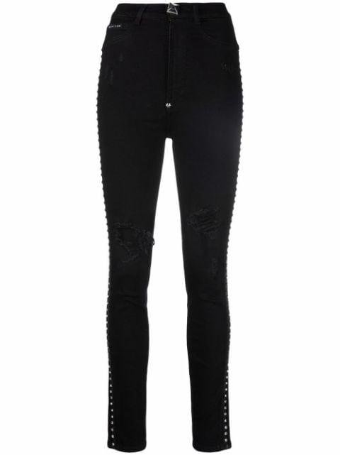 high waist crystal-embellished jeggings by PHILIPP PLEIN