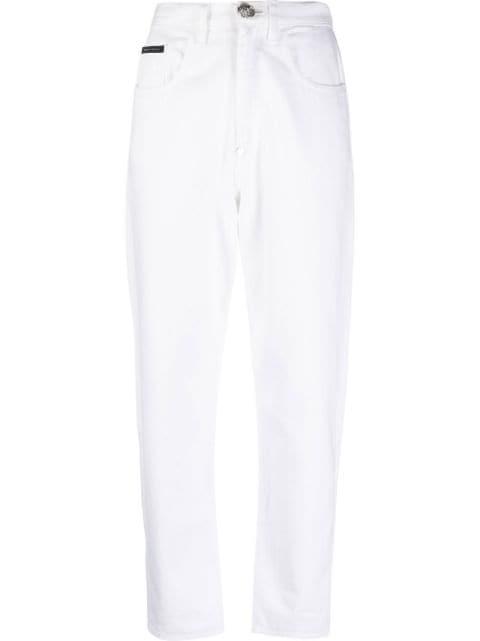 high-waisted mom-fit jeans by PHILIPP PLEIN