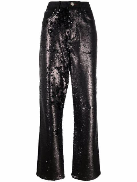 high-waisted sequined jeans by PHILIPP PLEIN