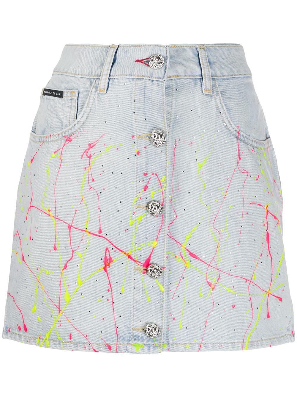 hot n' cold denim skirt by PHILIPP PLEIN