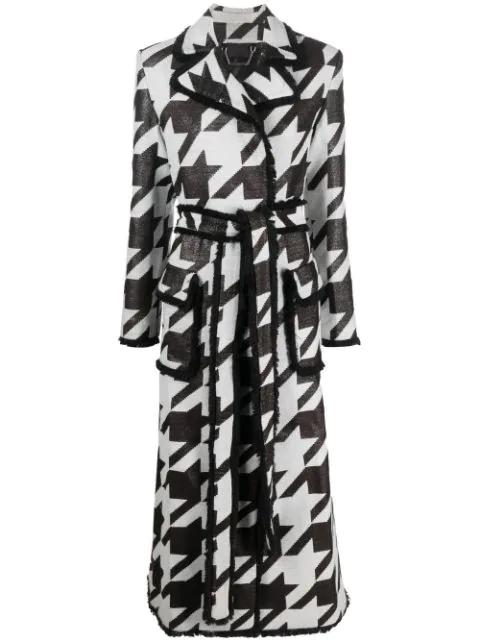 houndstooth-print belted coat by PHILIPP PLEIN
