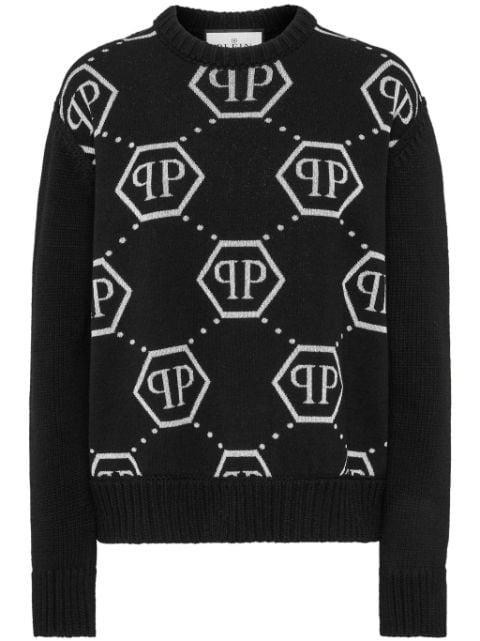 intarsia-knit logo jumper by PHILIPP PLEIN