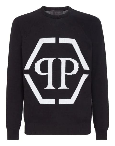 intarsia-logo crewneck jumper by PHILIPP PLEIN
