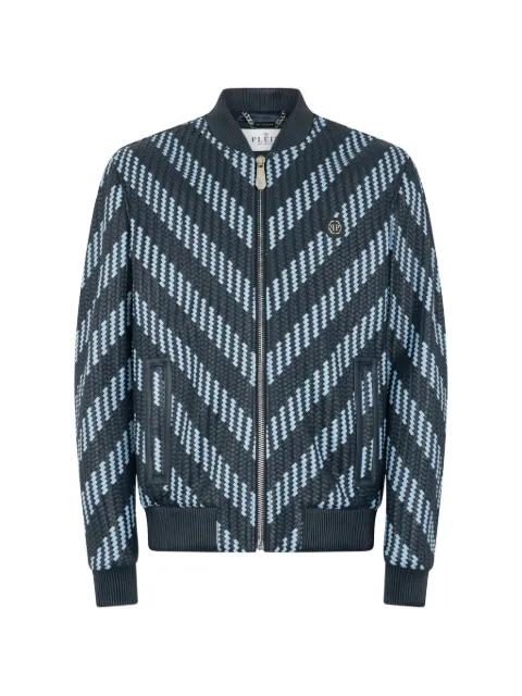interwoven leather bomber jacket by PHILIPP PLEIN