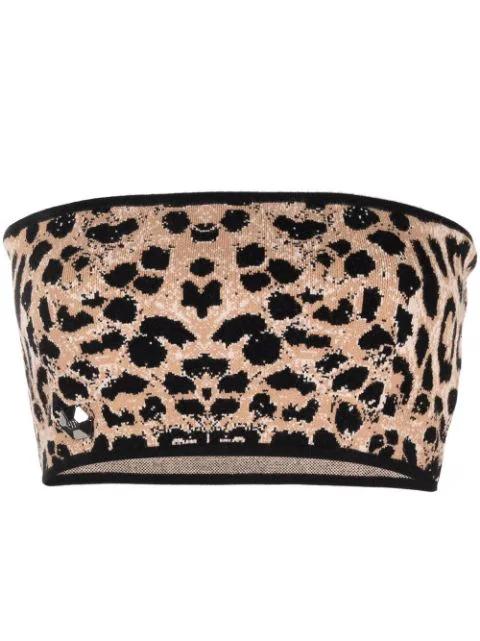 knitted leopard-print bandeau top by PHILIPP PLEIN