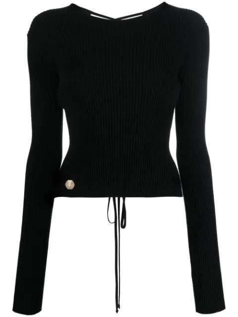 lace-up detail knitted top by PHILIPP PLEIN