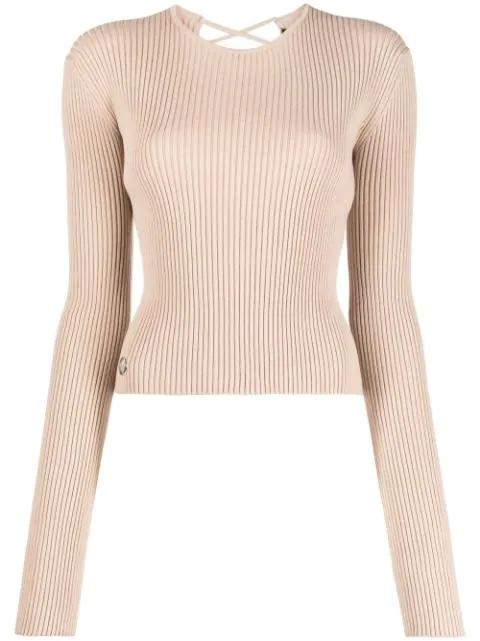 lace-up detail knitted top by PHILIPP PLEIN