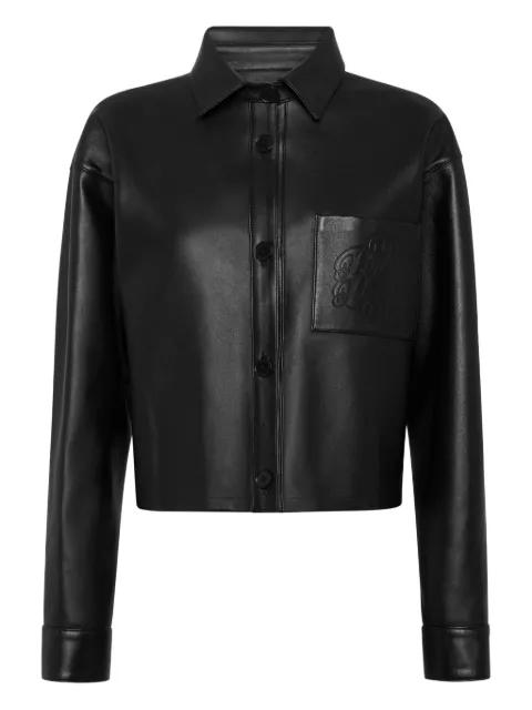 leather cropped shirt by PHILIPP PLEIN