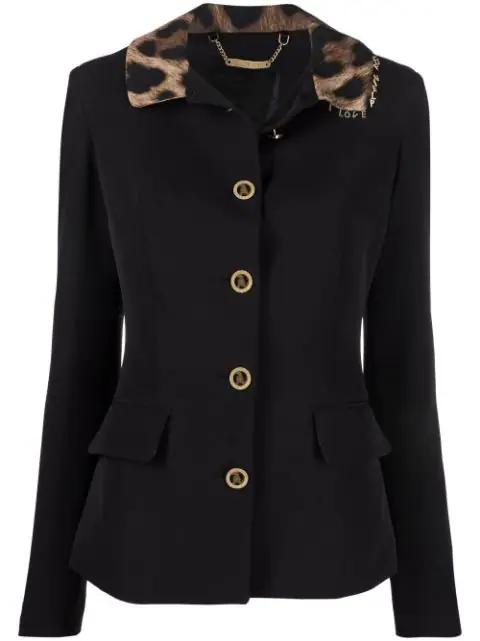 leopard print-collar cady jacket by PHILIPP PLEIN