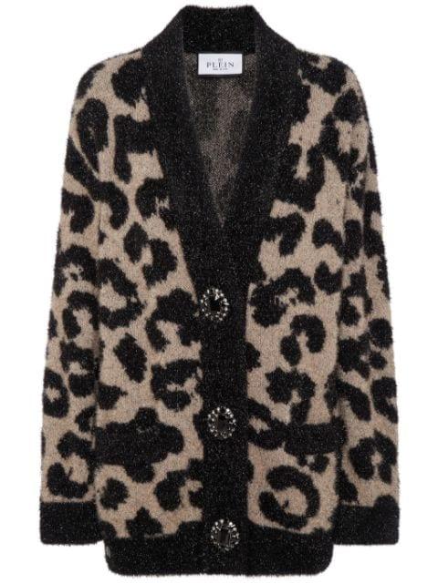 leopard-print lurex cardigan by PHILIPP PLEIN