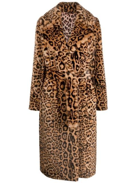 leopard-print self-tie coat by PHILIPP PLEIN