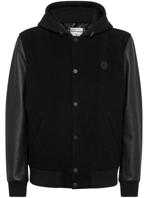 logo-appliqué panelled hoodied jacket by PHILIPP PLEIN