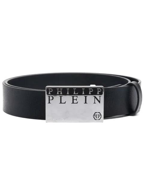 logo buckle leather belt by PHILIPP PLEIN