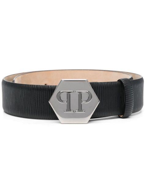 logo-buckle leather belt by PHILIPP PLEIN