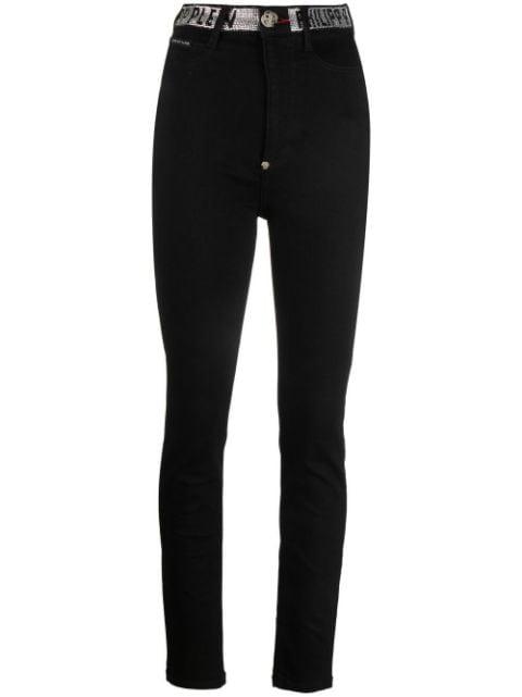 logo-embellished high-waist skinny jeans by PHILIPP PLEIN